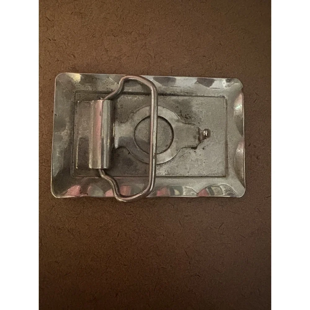 Burlington Route Train Belt Buckle Red Diesel Locomotive Silver Tone Railroad